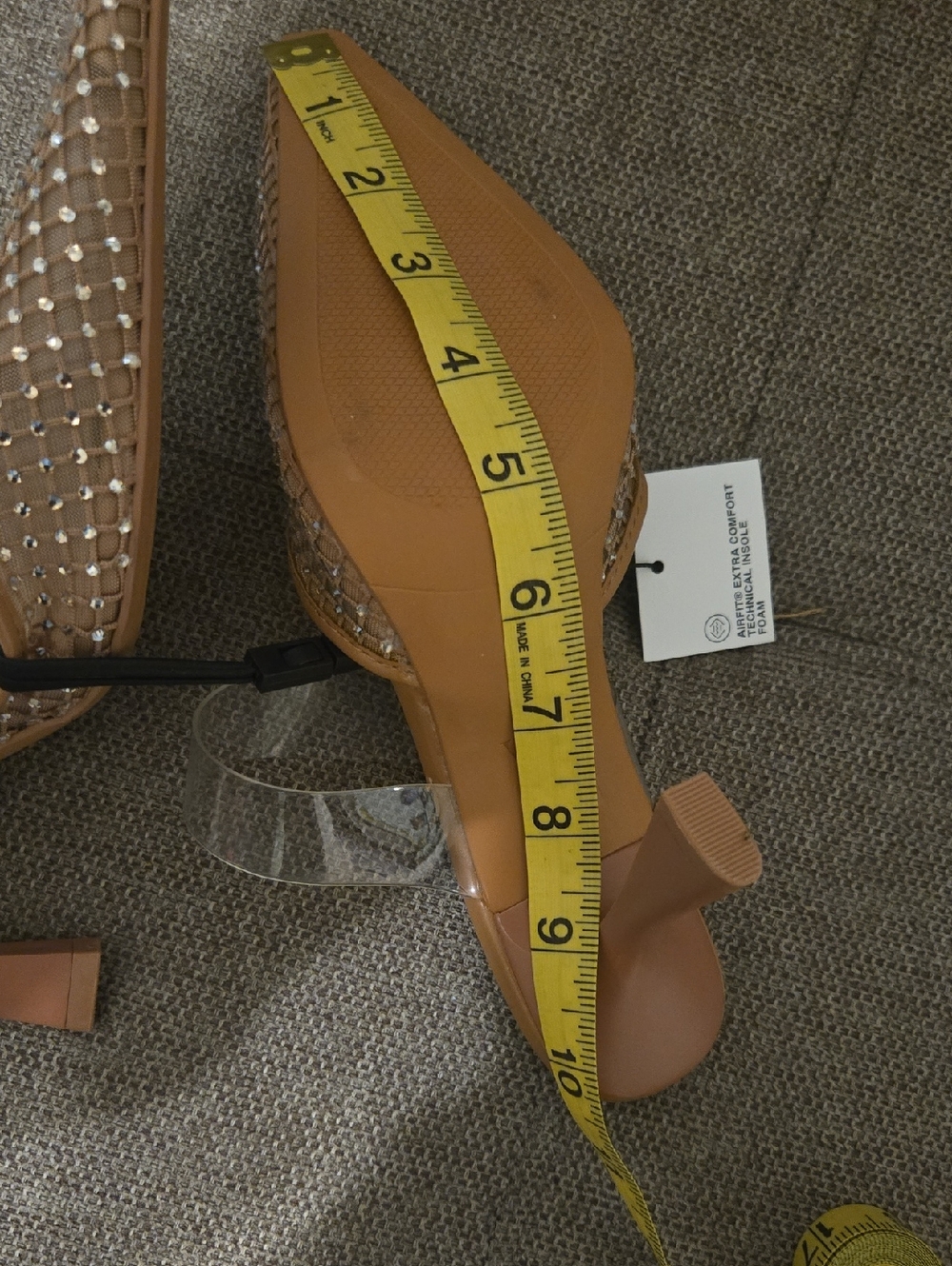 Zara Women's Beige Embellished Heels with Clear Straps - Picture 8 of 10